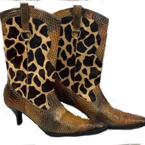J Renee Size 11M Lioness Boots Shoes Snakeskin Fur Giraffe Print Pattern NWOB - Picture 2 of 12
